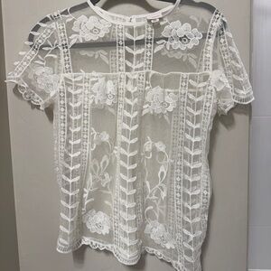 White Lace Women Top